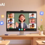 کلاس آنلاین تعاملی با معلم و دانش‌آموزان در حال تدریس و یادگیری