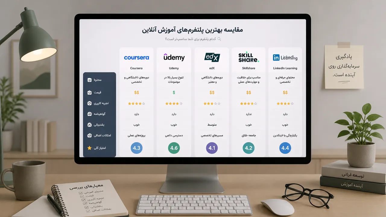 صفحه نمایش کامپیوتر با وبسایتهای پلتفرمهای آموزش آنلاین